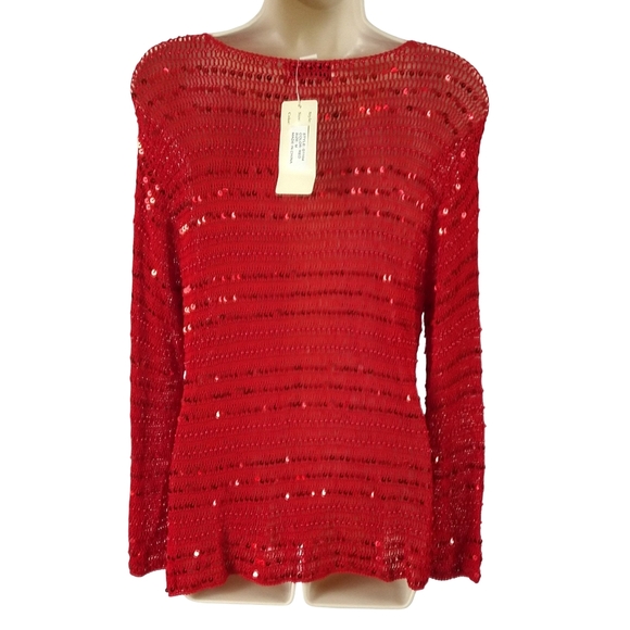 SM Collection Red Sequin Cardigan - Picture 3 of 7